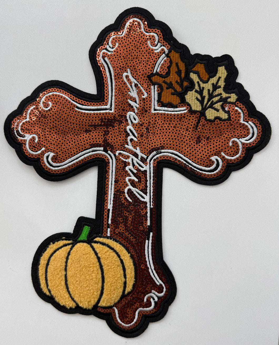 Thankful Cross Sequin Patch