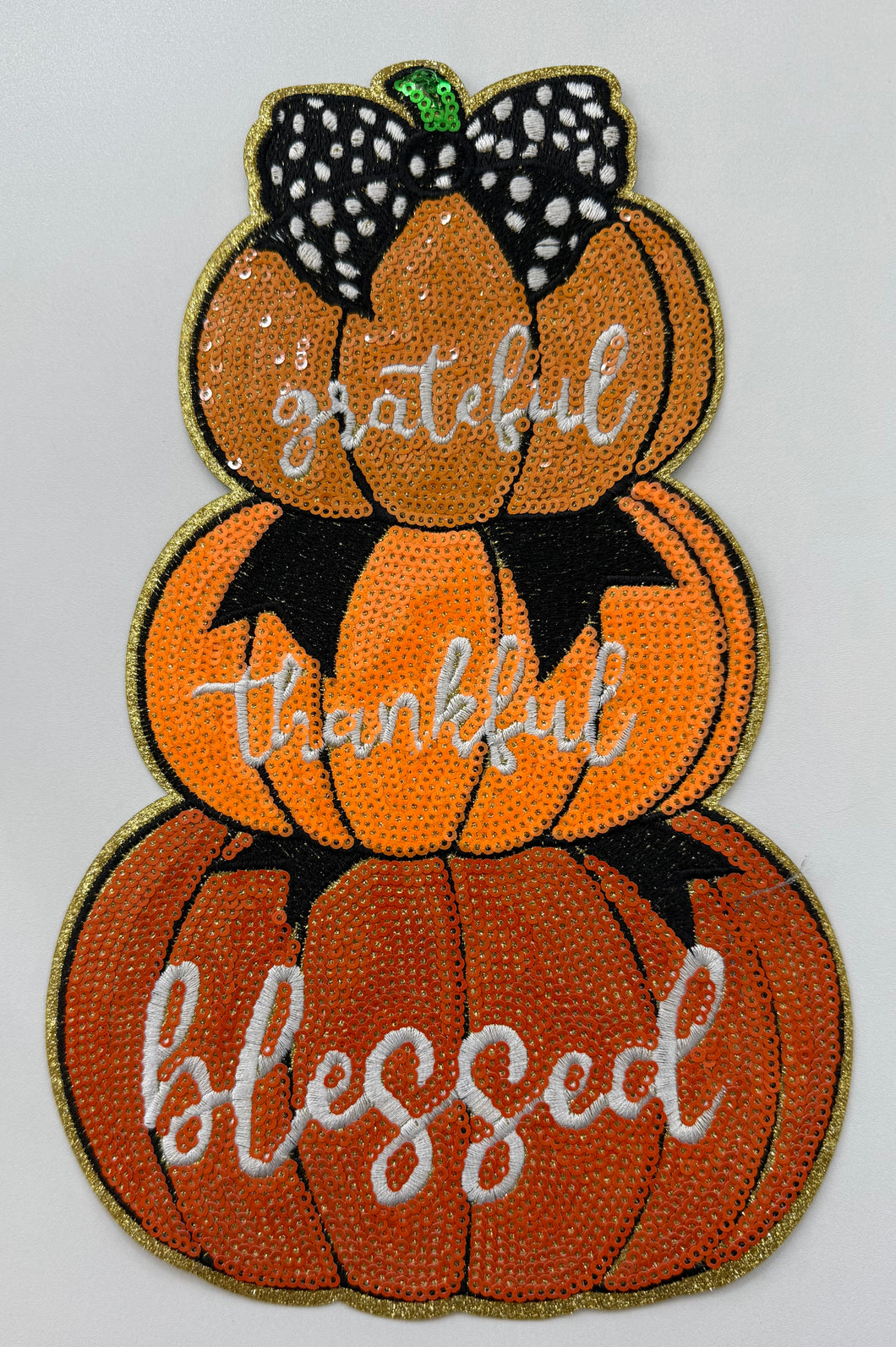 Grateful Pumpkin Sequin Patch