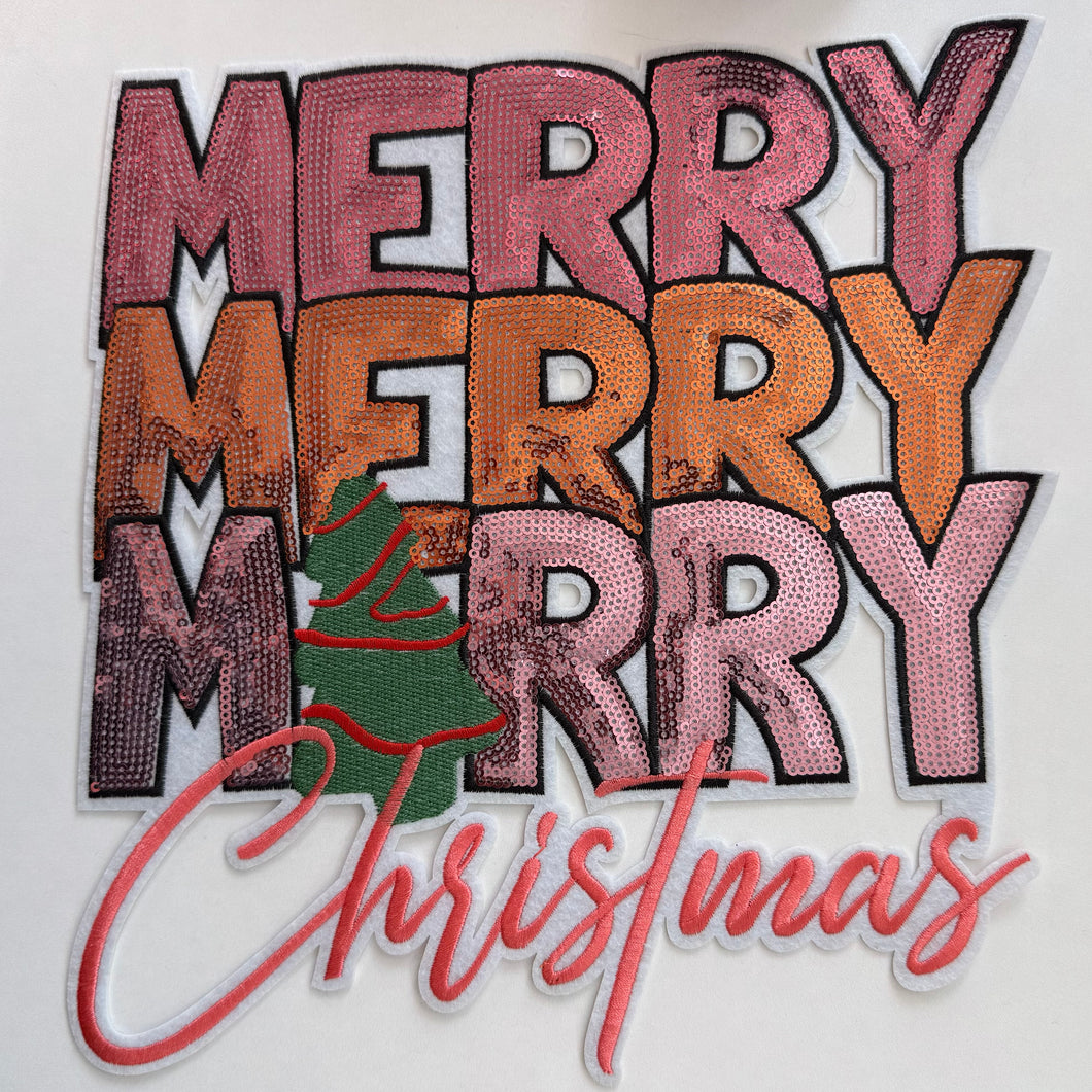 Ombré Merry Christmas Sequin Patch