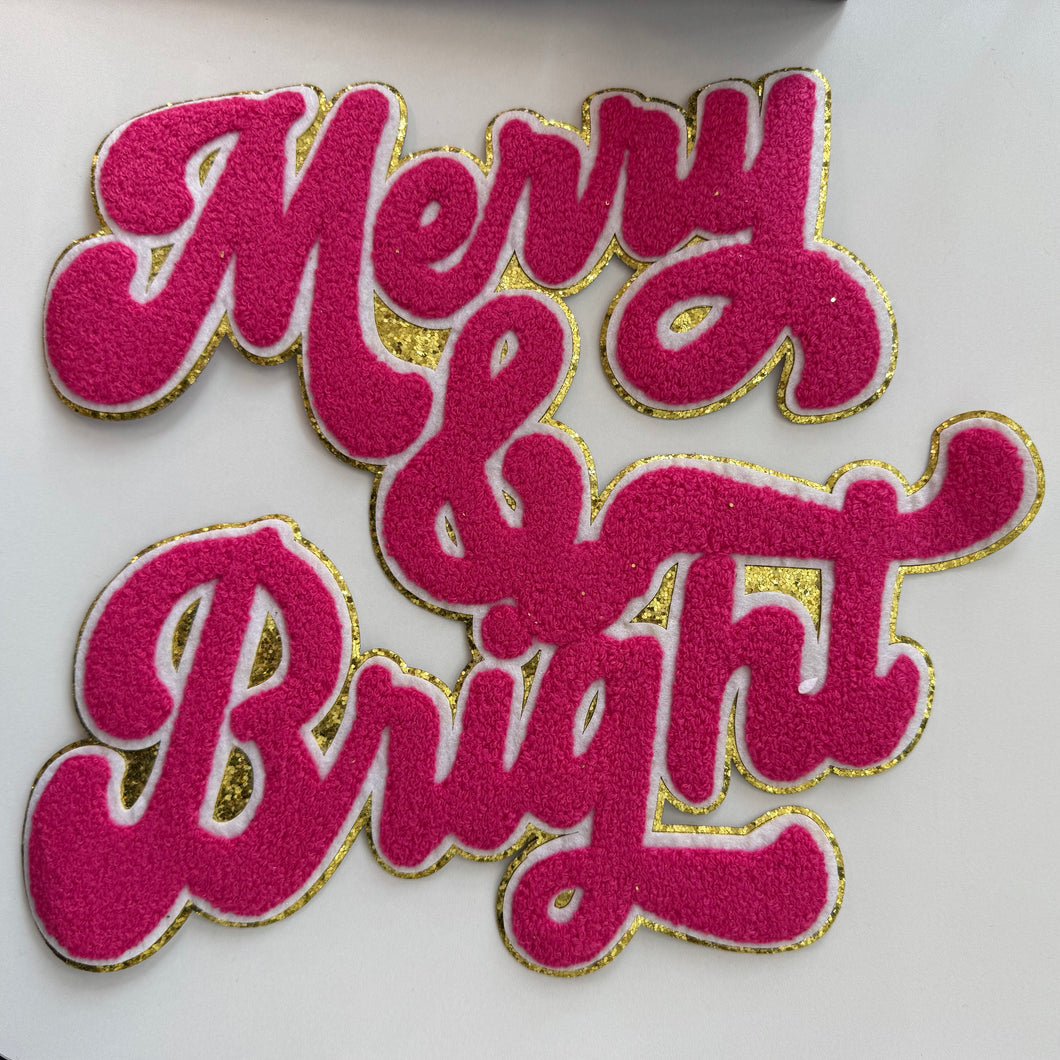 Pink Merry & Bright Chenille Patch