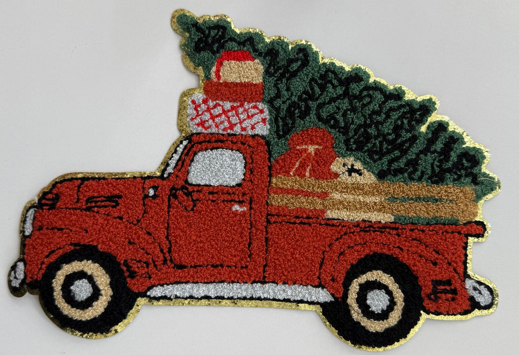 Red Tree Truck Chenille Patch