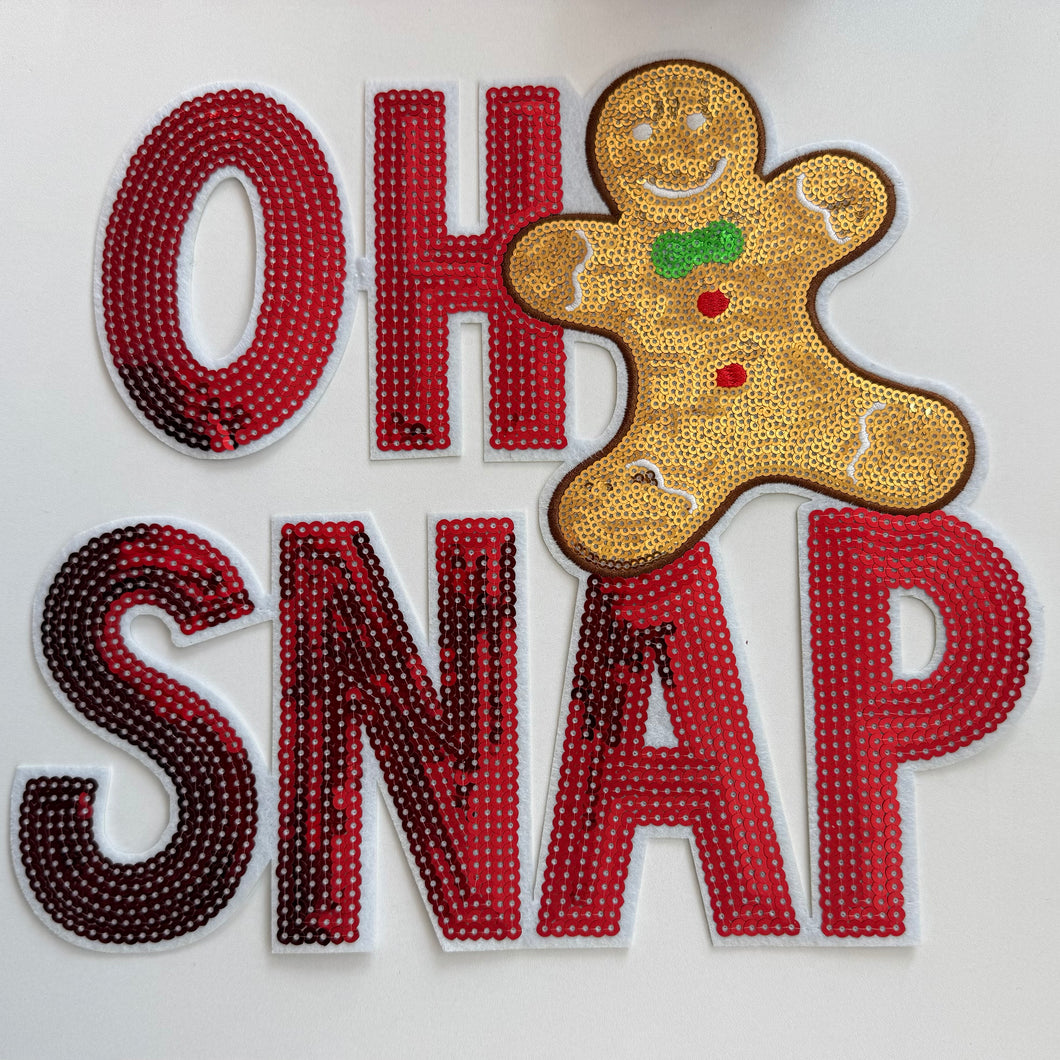 Oh Snap Gingerbread Man Sequin Patch