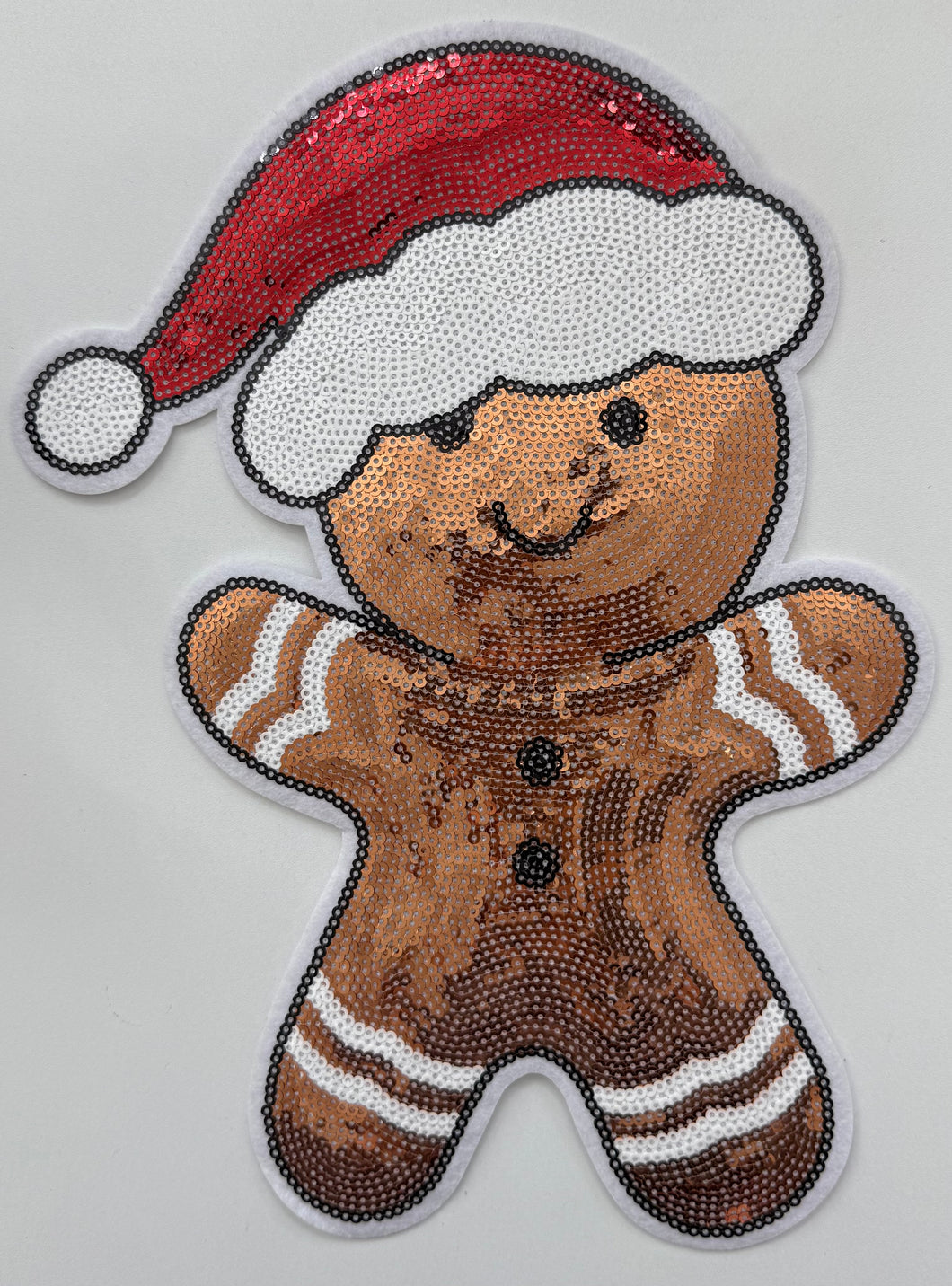 Santa Gingerbread Man Sequin Patch