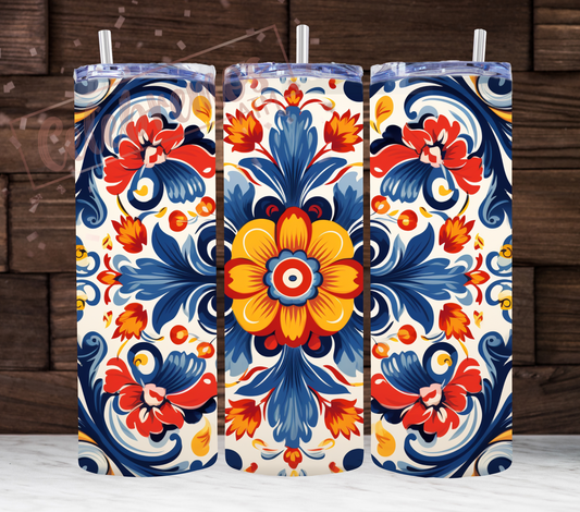 Blue and Orange Talavera Tumbler