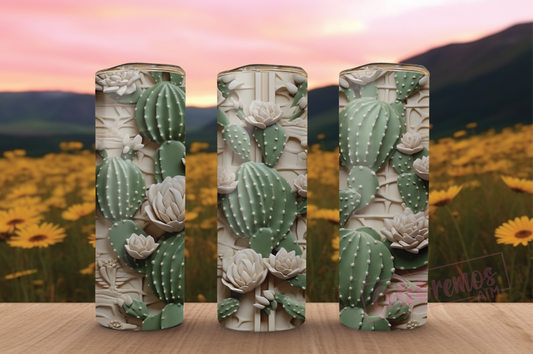 Cacti - Tan 3D Design Tumbler