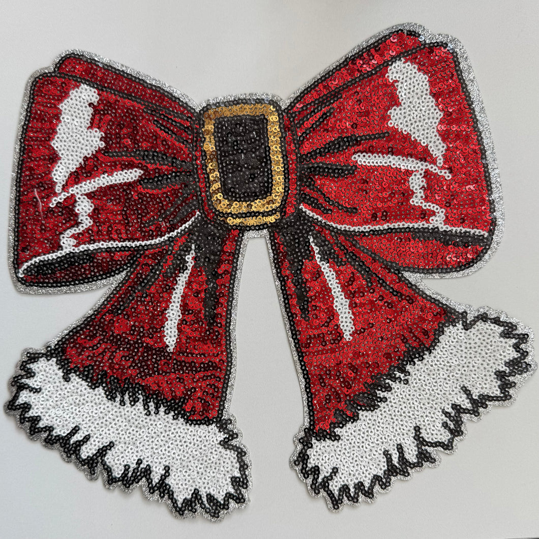 Santa Belt Bow Sequin Patch