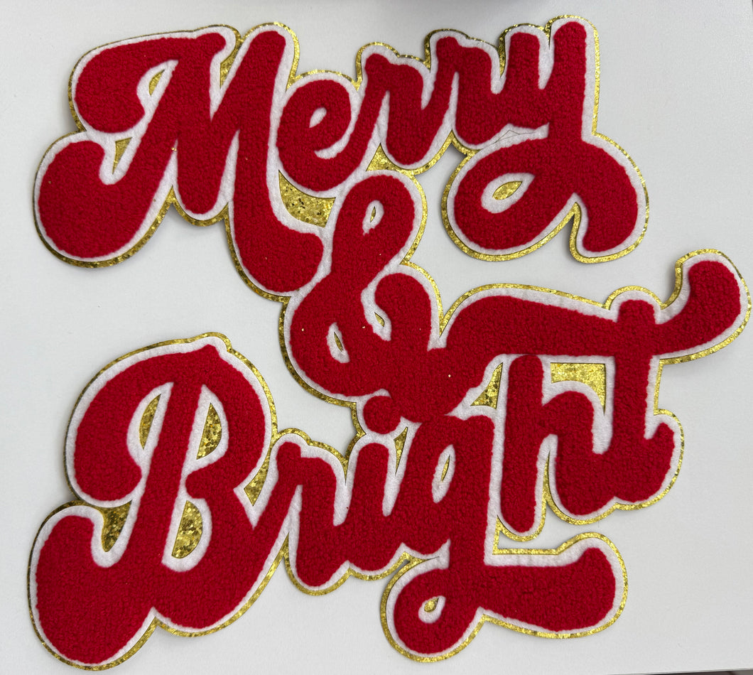 Red Merry & Bright Chenille Patch
