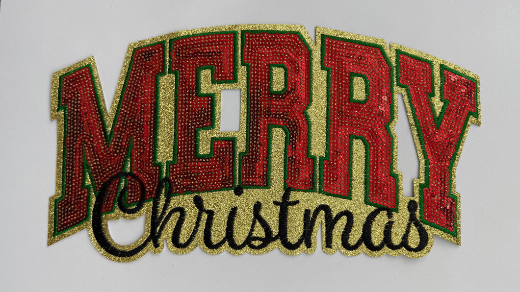 Red Merry Christmas Sequin Patch