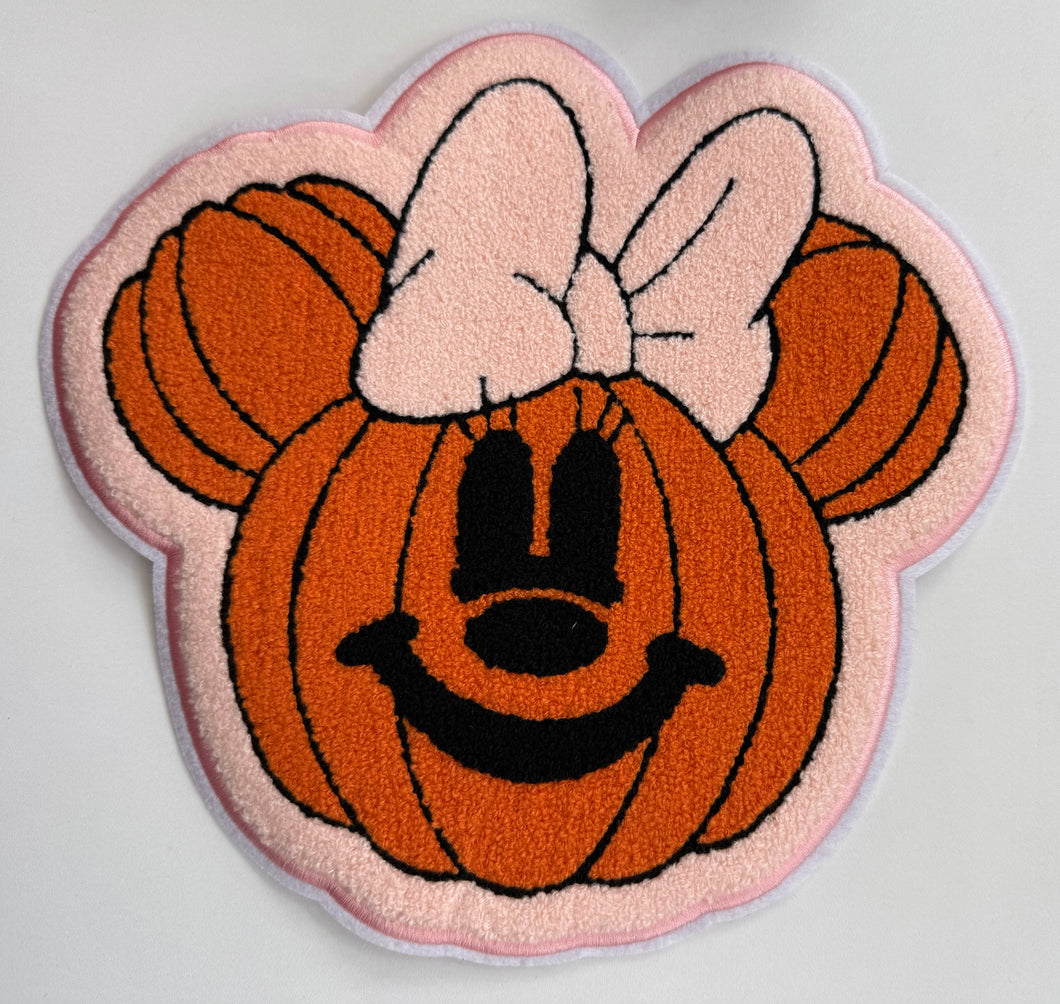 Mouse Bow Pumpkin Chenille Patch