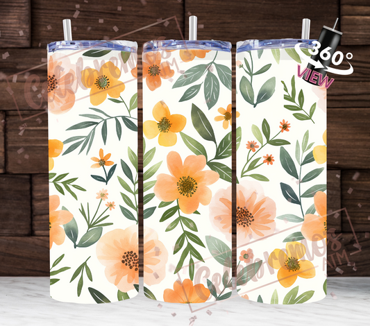 Orange Flowers Tumbler