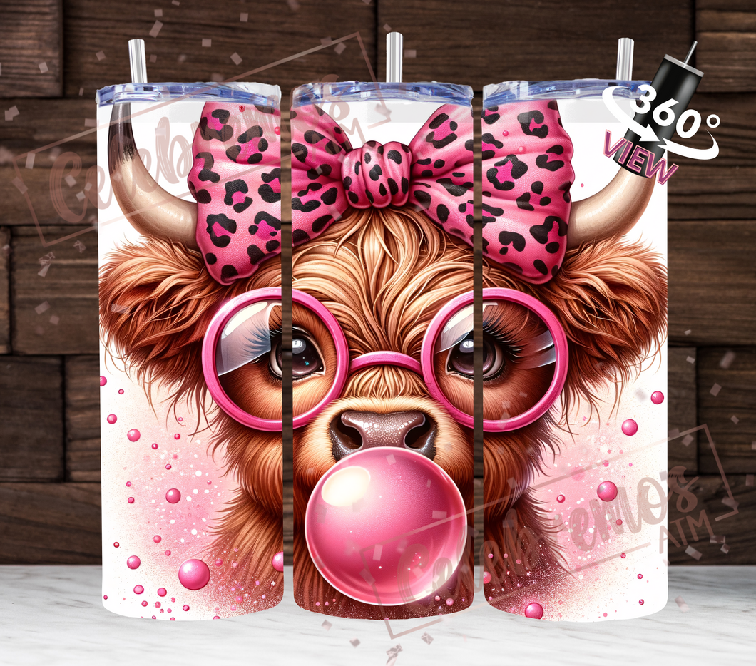 Pink Highland Cow Tumbler