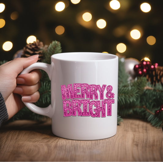 Merry and Bright Mug (pink)