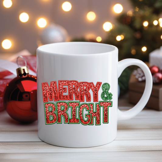 Merry and Bright Mug (green and red)