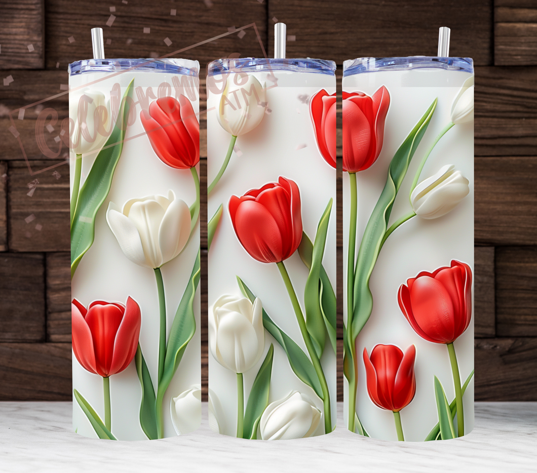 Red and White Tulip Tumbler