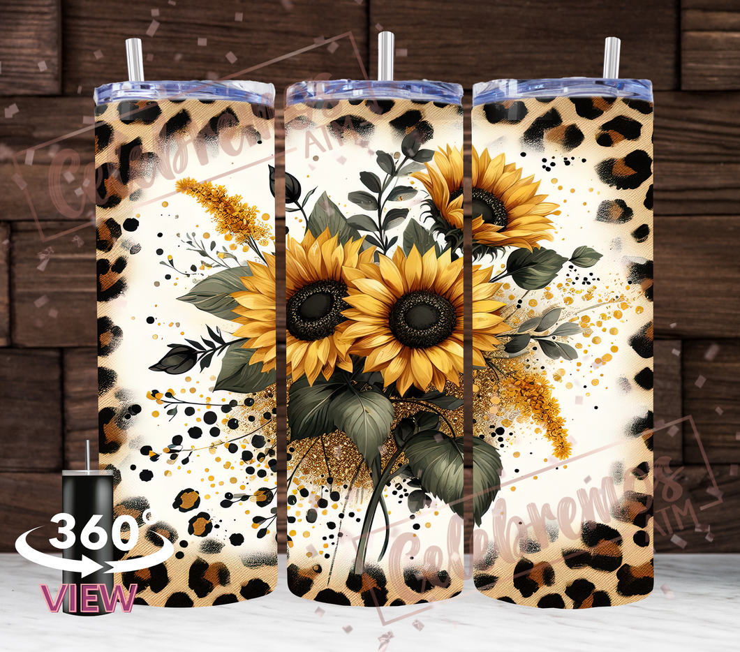 Fall Leopard Sunflower Tumbler